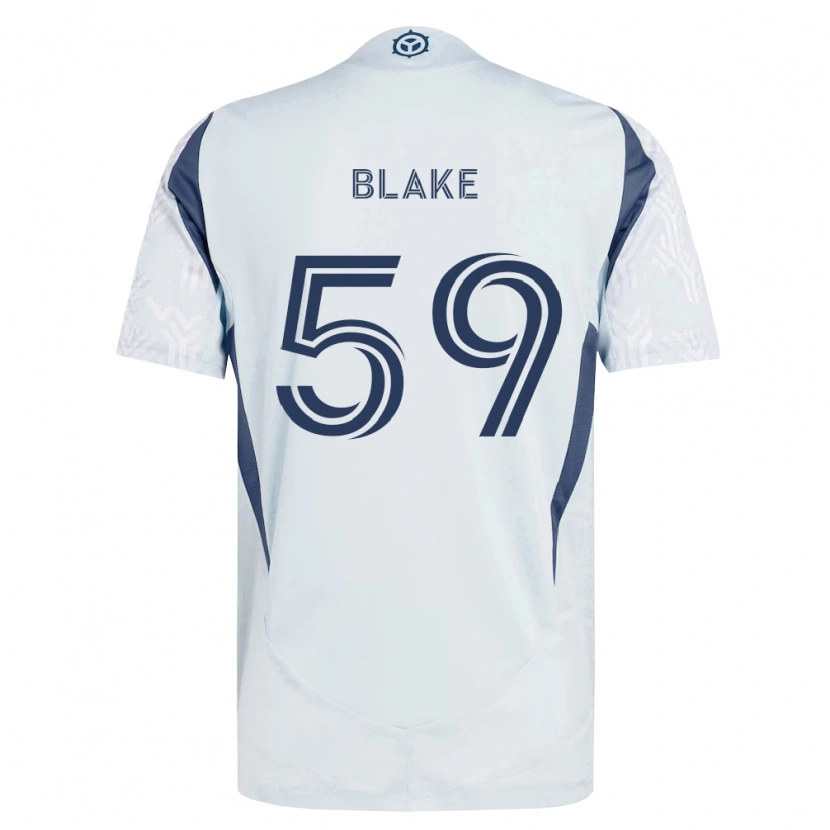 Danxen Børn Romain Blake #59 Blågrå Hvid Udebane Spillertrøjer 2026/27 Trøje T-Shirt