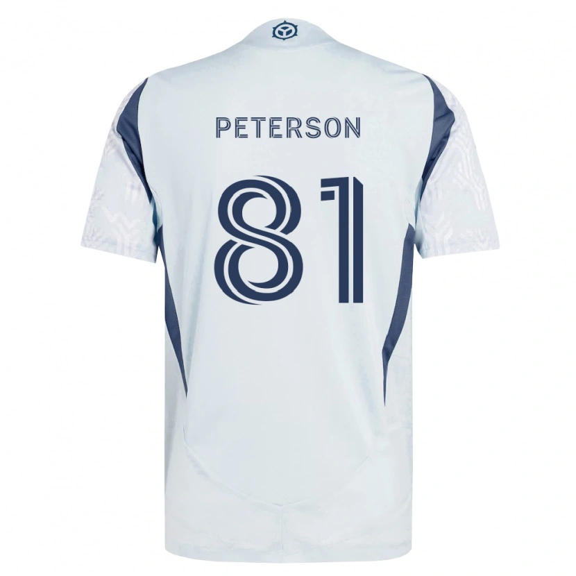 Danxen Børn Lukas Peterson #81 Blågrå Hvid Udebane Spillertrøjer 2026/27 Trøje T-Shirt