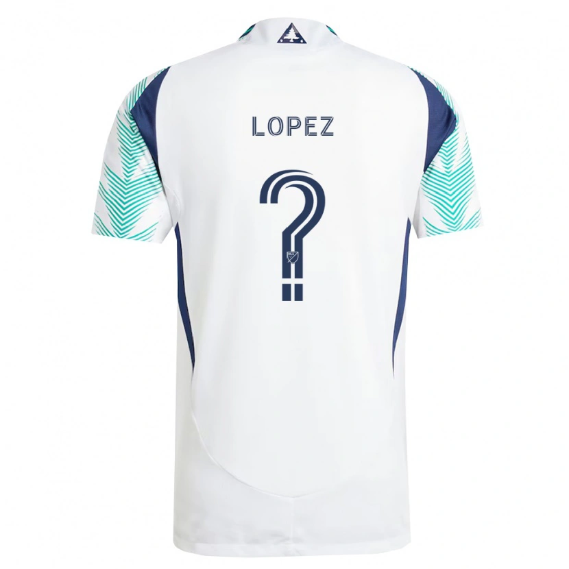 Danxen Børn Darwin Lopez #0 Hvid Marineblå Lysegrøn Udebane Spillertrøjer 2026/27 Trøje T-Shirt