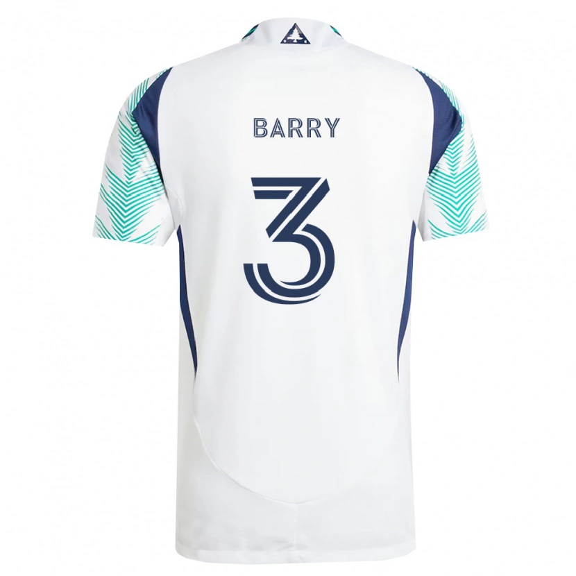 Danxen Børn Hesron Barry #3 Hvid Marineblå Lysegrøn Udebane Spillertrøjer 2026/27 Trøje T-Shirt