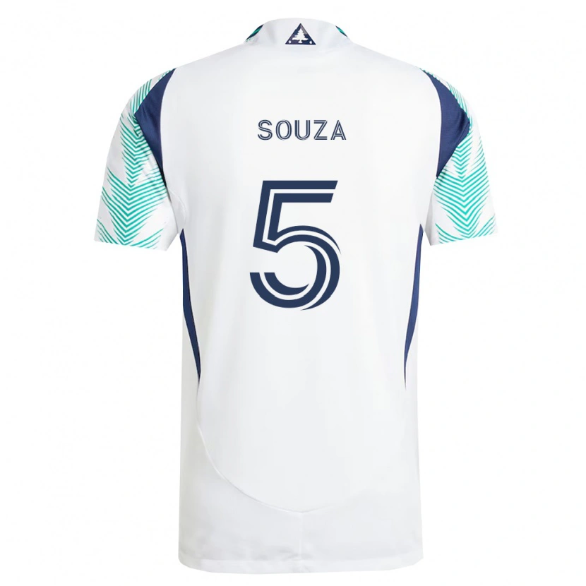 Danxen Børn Victor Souza #5 Hvid Marineblå Lysegrøn Udebane Spillertrøjer 2026/27 Trøje T-Shirt