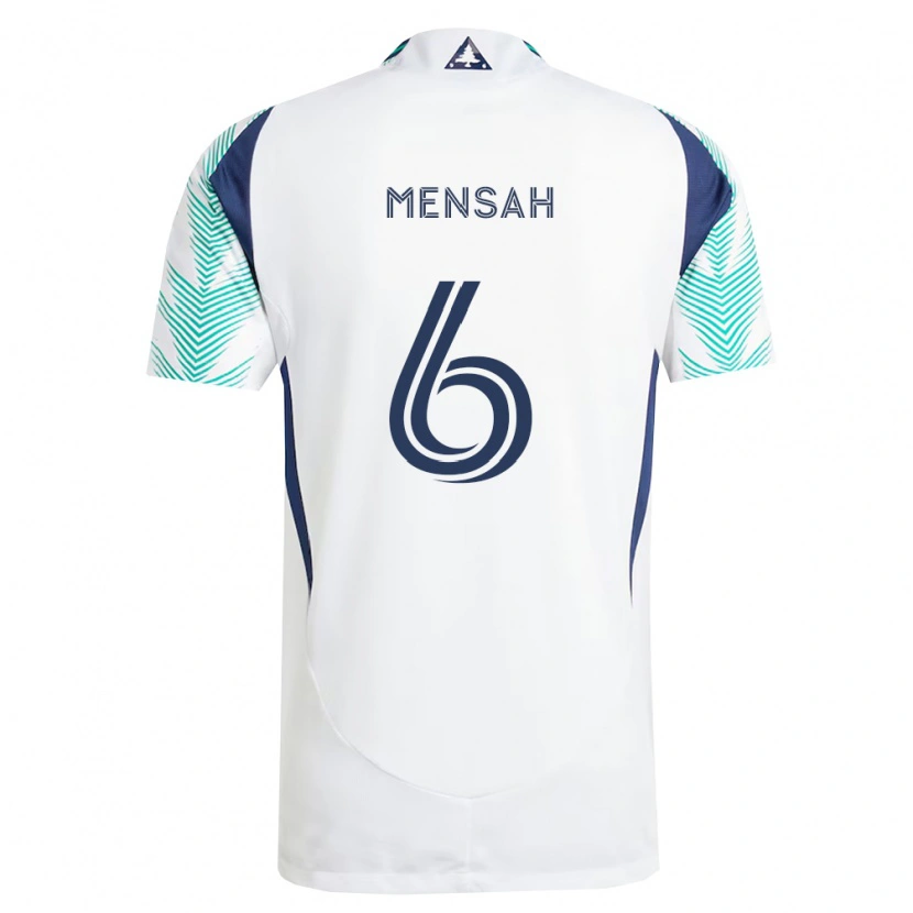 Danxen Børn Jonathan Mensah #6 Hvid Marineblå Lysegrøn Udebane Spillertrøjer 2026/27 Trøje T-Shirt