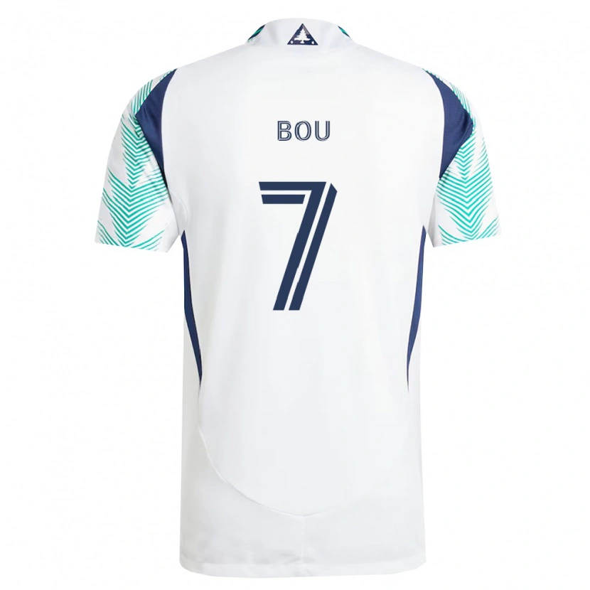 Danxen Børn Gustavo Bou #7 Hvid Marineblå Lysegrøn Udebane Spillertrøjer 2026/27 Trøje T-Shirt