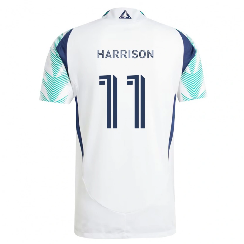 Danxen Børn Jack Harrison #11 Hvid Marineblå Lysegrøn Udebane Spillertrøjer 2026/27 Trøje T-Shirt