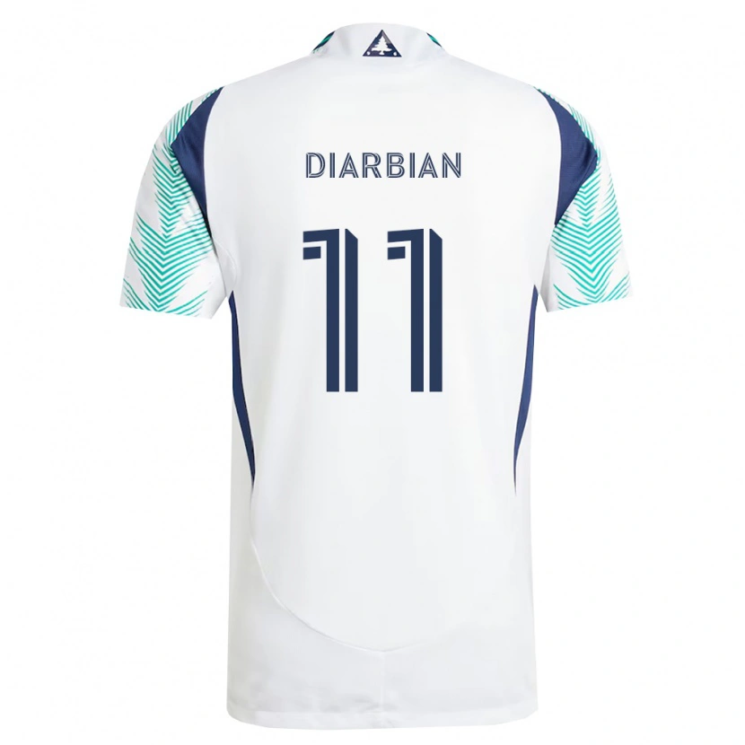 Danxen Børn Gevork Diarbian #11 Hvid Marineblå Lysegrøn Udebane Spillertrøjer 2026/27 Trøje T-Shirt