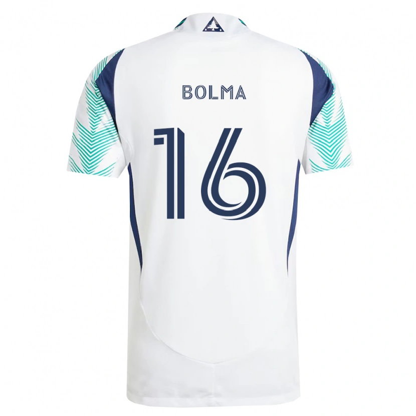 Danxen Børn Josh Bolma #16 Hvid Marineblå Lysegrøn Udebane Spillertrøjer 2026/27 Trøje T-Shirt