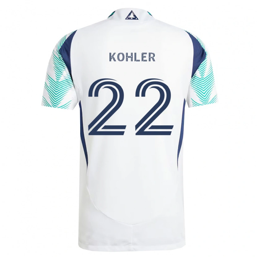 Danxen Børn Ethan Kohler #22 Hvid Marineblå Lysegrøn Udebane Spillertrøjer 2026/27 Trøje T-Shirt
