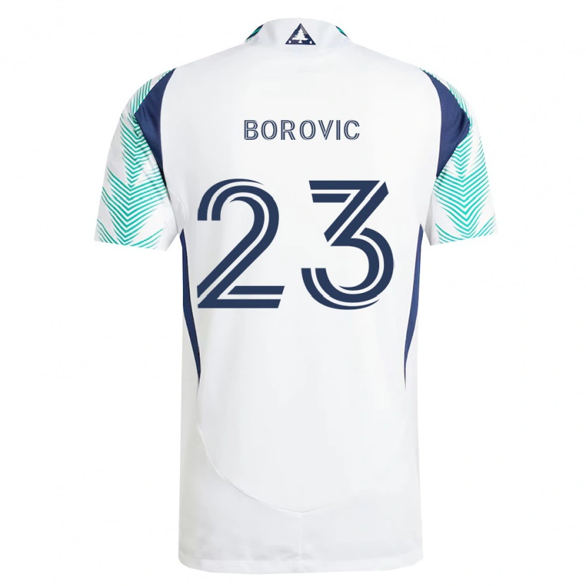 Danxen Børn Luka Borovic #23 Hvid Marineblå Lysegrøn Udebane Spillertrøjer 2026/27 Trøje T-Shirt
