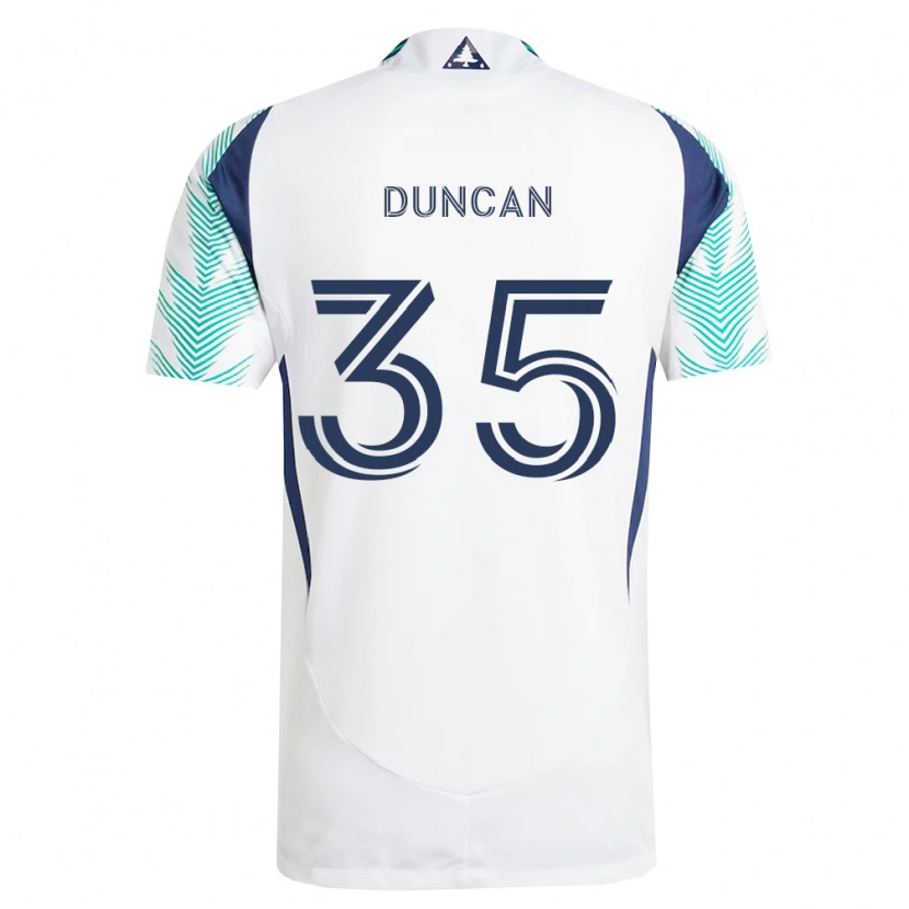 Danxen Børn Nakye Greenidge-Duncan #35 Hvid Marineblå Lysegrøn Udebane Spillertrøjer 2026/27 Trøje T-Shirt