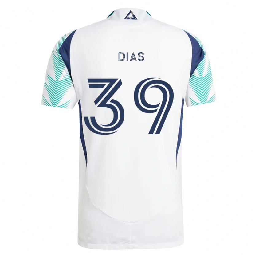 Danxen Børn Marcos Dias #39 Hvid Marineblå Lysegrøn Udebane Spillertrøjer 2026/27 Trøje T-Shirt