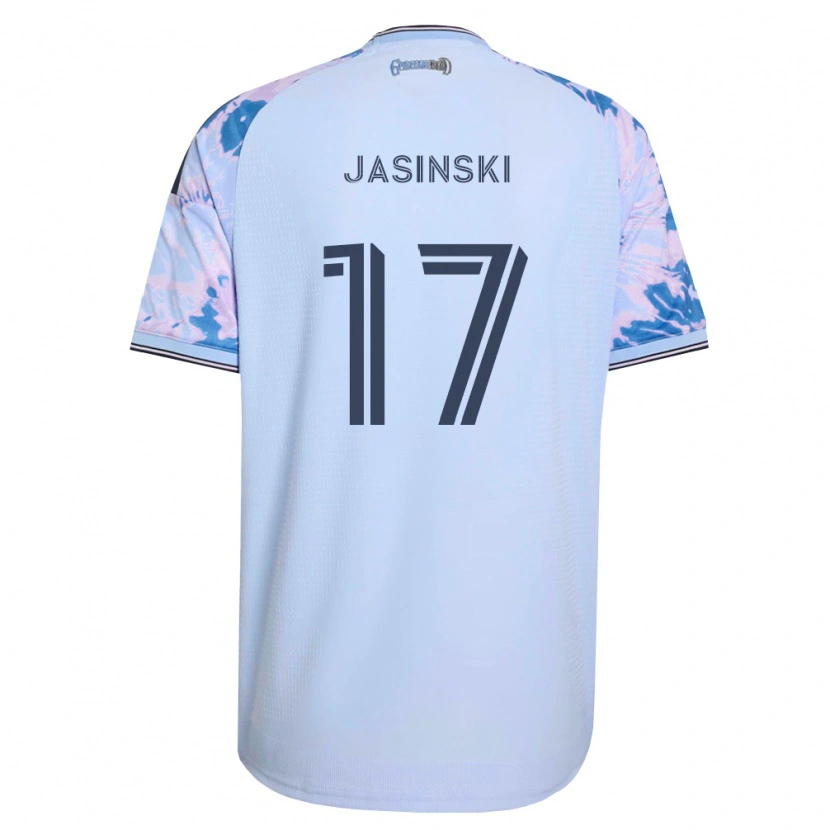 Danxen Børn Jack Jasinski #17 Kongelig Blå Hvid Sort Udebane Spillertrøjer 2026/27 Trøje T-Shirt