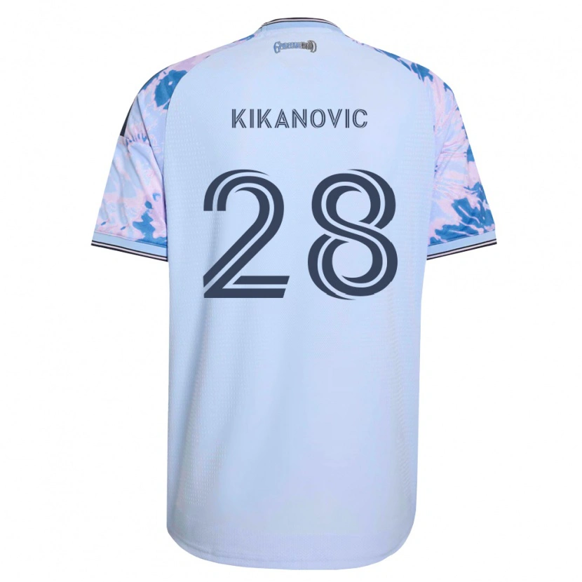 Danxen Børn Benji Kikanović #28 Kongelig Blå Hvid Sort Udebane Spillertrøjer 2026/27 Trøje T-Shirt