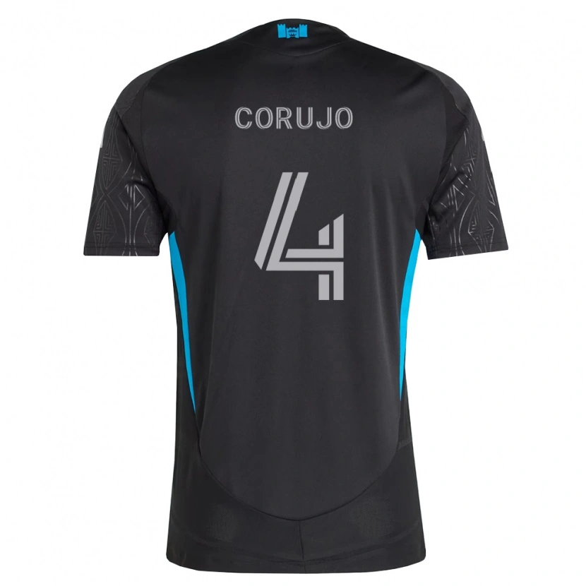 Danxen Børn Guzmán Corujo #4 Sort Hvid Himmelblå Udebane Spillertrøjer 2026/27 Trøje T-Shirt