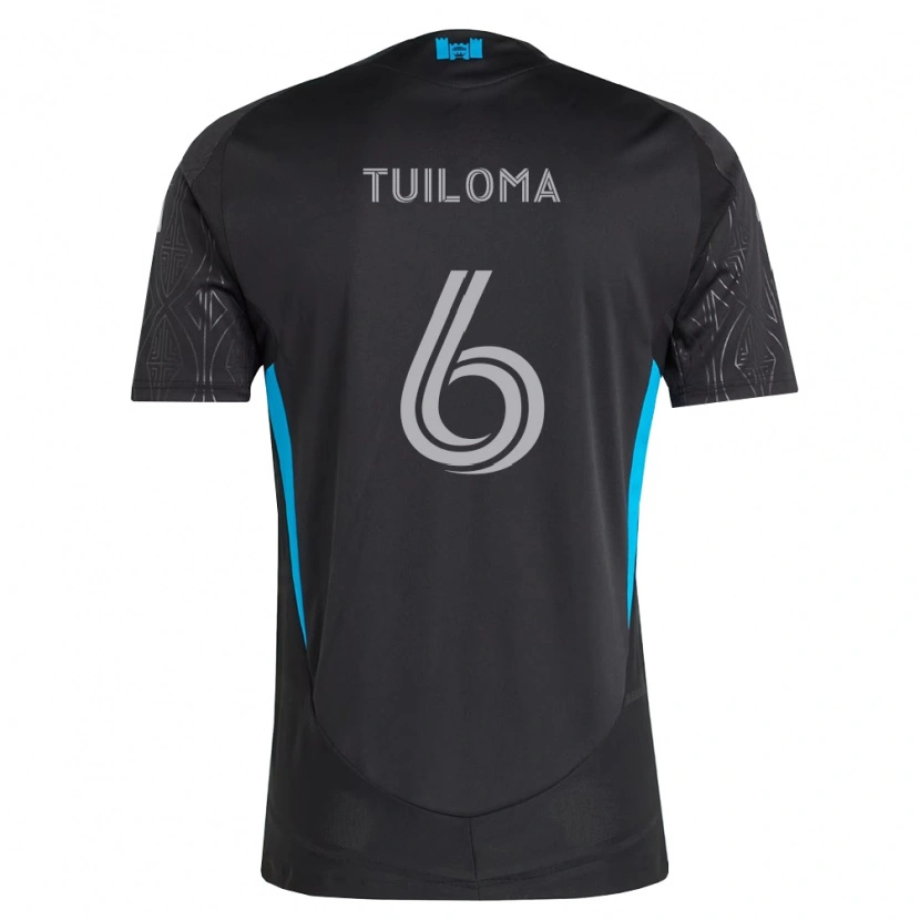 Danxen Børn Bill Tuiloma #6 Sort Hvid Himmelblå Udebane Spillertrøjer 2026/27 Trøje T-Shirt