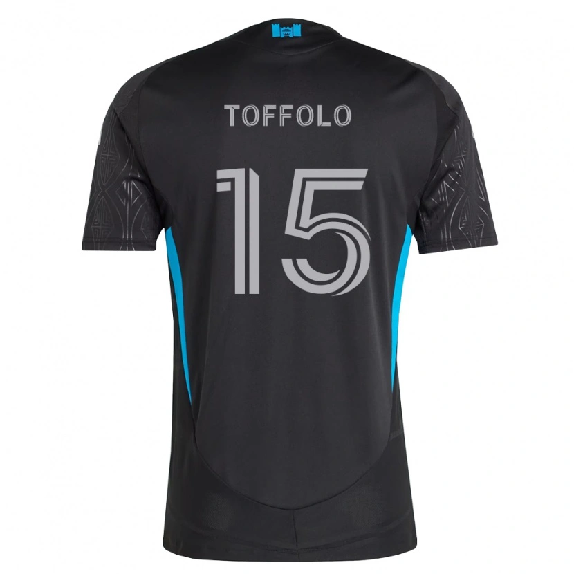 Danxen Børn Harry Toffolo #15 Sort Hvid Himmelblå Udebane Spillertrøjer 2026/27 Trøje T-Shirt