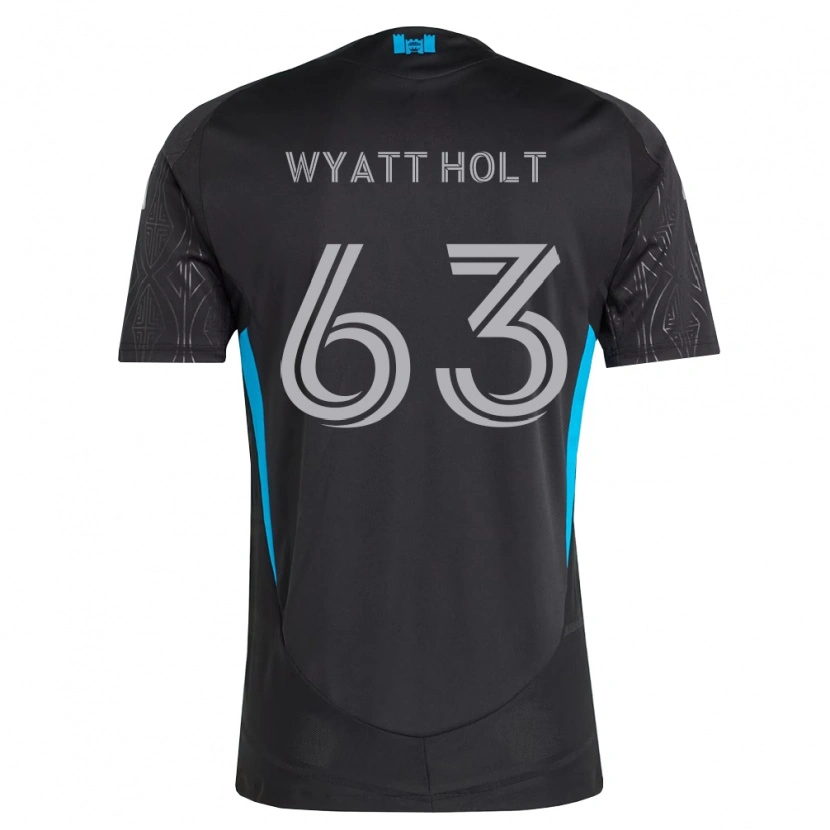 Danxen Børn Wyatt Holt #63 Sort Hvid Himmelblå Udebane Spillertrøjer 2026/27 Trøje T-Shirt