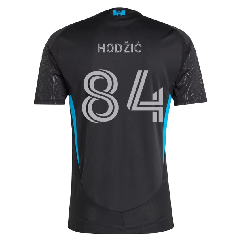 Danxen Børn Amil Hodžić #84 Sort Hvid Himmelblå Udebane Spillertrøjer 2026/27 Trøje T-Shirt