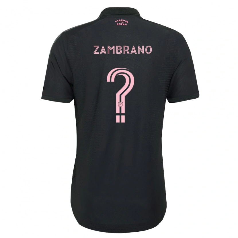 Danxen Børn Matteo Zambrano #0 Pink Sort Hvid Udebane Spillertrøjer 2026/27 Trøje T-Shirt