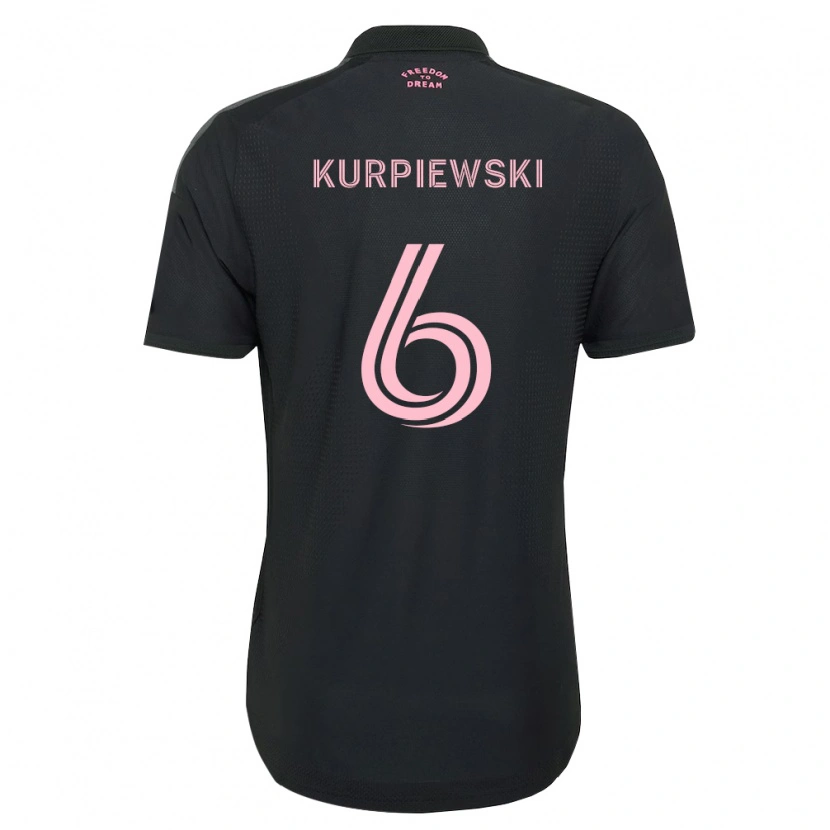 Danxen Børn Ethan Kurpiewski #6 Pink Sort Hvid Udebane Spillertrøjer 2026/27 Trøje T-Shirt