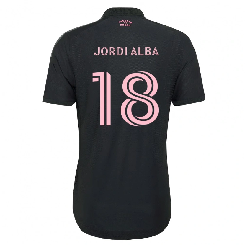 Danxen Børn Jordi Alba #18 Pink Sort Hvid Udebane Spillertrøjer 2026/27 Trøje T-Shirt