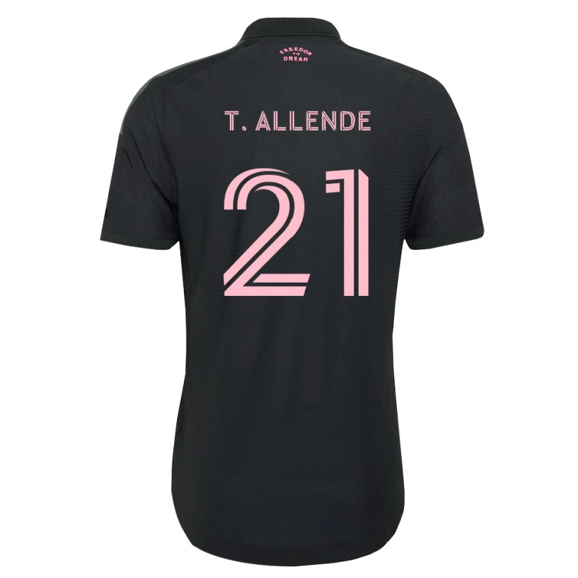 Danxen Børn Tadeo Allende #21 Pink Sort Hvid Udebane Spillertrøjer 2026/27 Trøje T-Shirt