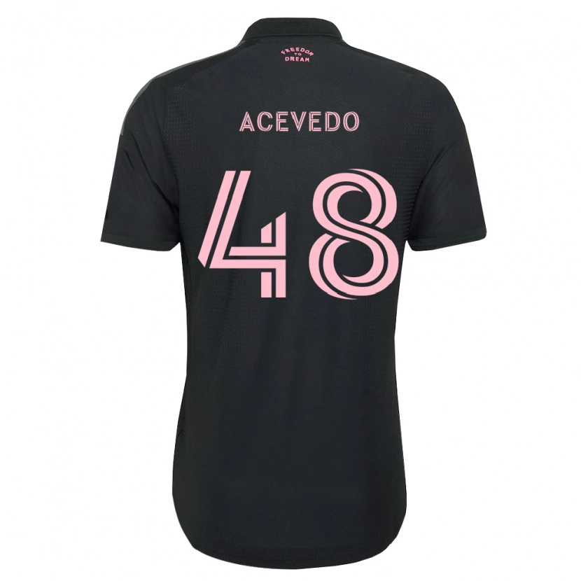 Danxen Børn Matías Acevedo #48 Pink Sort Hvid Udebane Spillertrøjer 2026/27 Trøje T-Shirt
