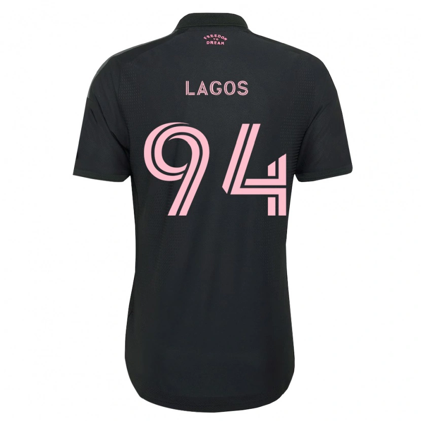 Danxen Børn Diego Lagos #94 Pink Sort Hvid Udebane Spillertrøjer 2026/27 Trøje T-Shirt