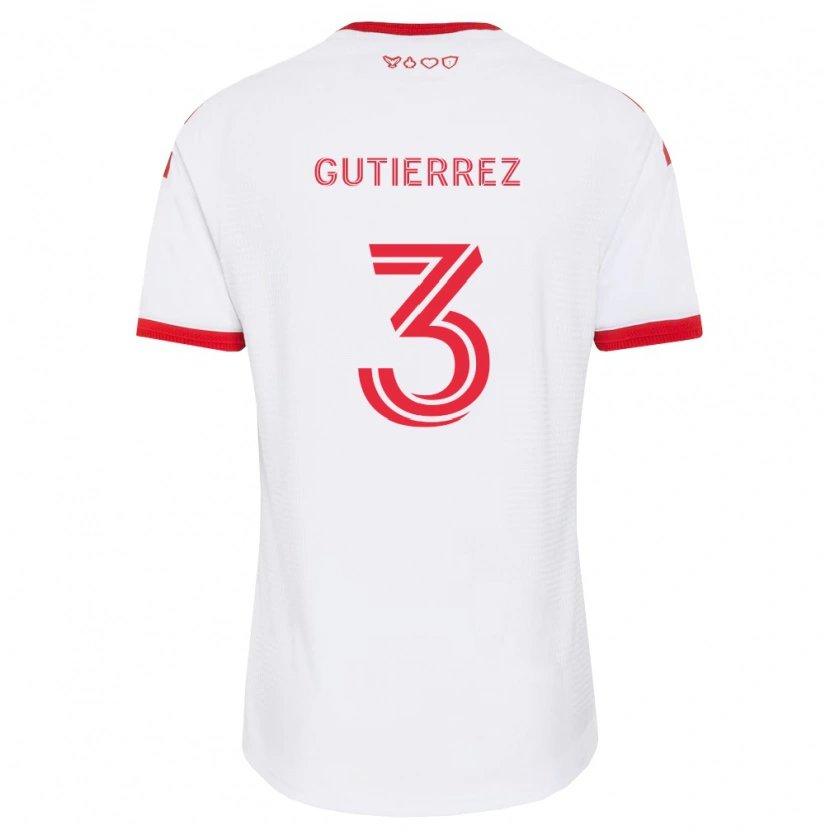 Danxen Børn Cristián Gutiérrez #3 Hvid Rød Sort Udebane Spillertrøjer 2026/27 Trøje T-Shirt