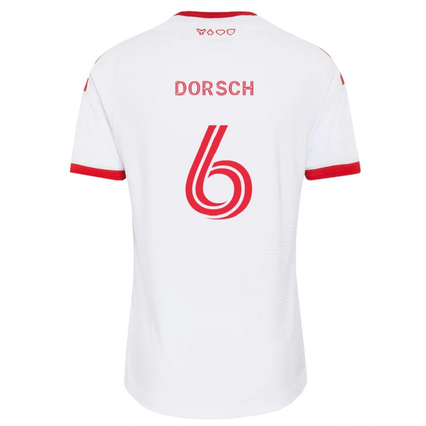 Danxen Børn Niklas Dorsch #6 Hvid Rød Sort Udebane Spillertrøjer 2026/27 Trøje T-Shirt