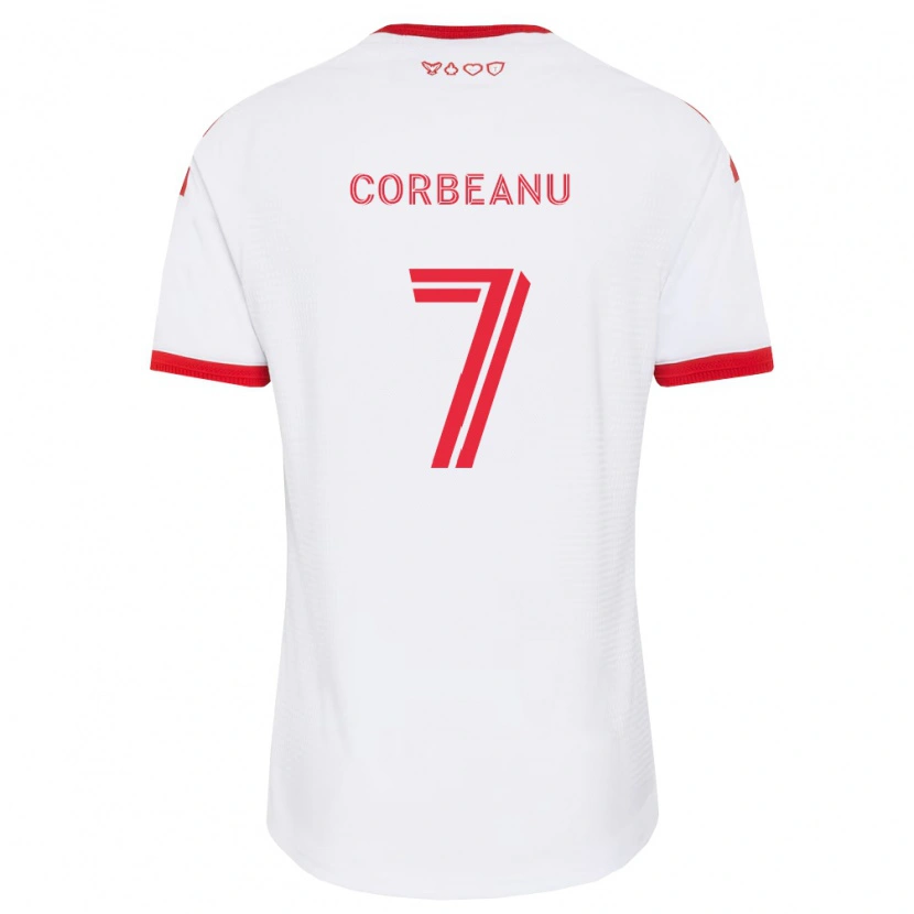 Danxen Børn Theo Corbeanu #7 Hvid Rød Sort Udebane Spillertrøjer 2026/27 Trøje T-Shirt