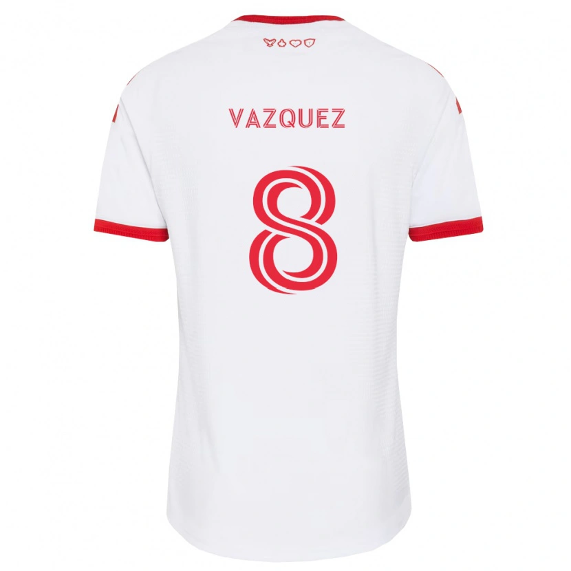 Danxen Børn Víctor Vázquez #8 Hvid Rød Sort Udebane Spillertrøjer 2026/27 Trøje T-Shirt