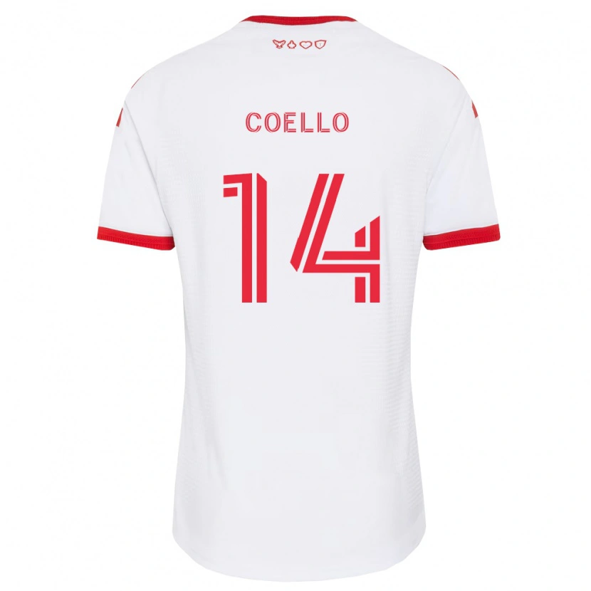 Danxen Børn Alonso Coello #14 Hvid Rød Sort Udebane Spillertrøjer 2026/27 Trøje T-Shirt
