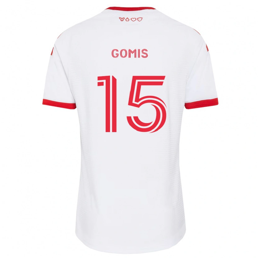 Danxen Børn Nicksoen Gomis #15 Hvid Rød Sort Udebane Spillertrøjer 2026/27 Trøje T-Shirt