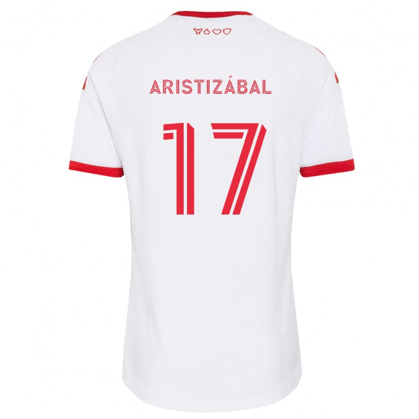 Danxen Børn Emilio Aristizábal #17 Hvid Rød Sort Udebane Spillertrøjer 2026/27 Trøje T-Shirt