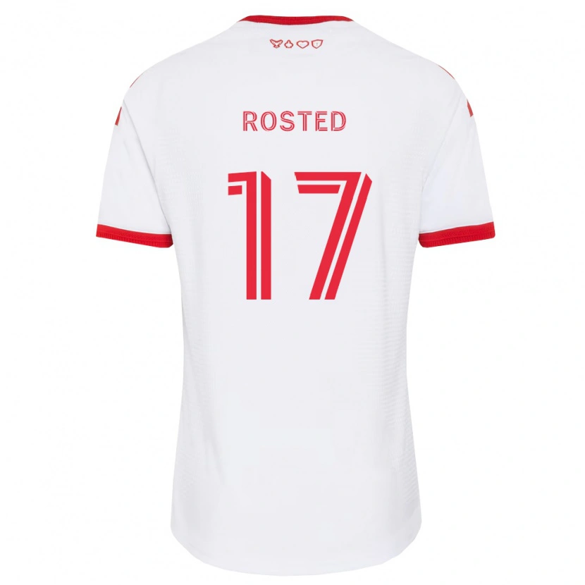 Danxen Børn Sigurd Rosted #17 Hvid Rød Sort Udebane Spillertrøjer 2026/27 Trøje T-Shirt