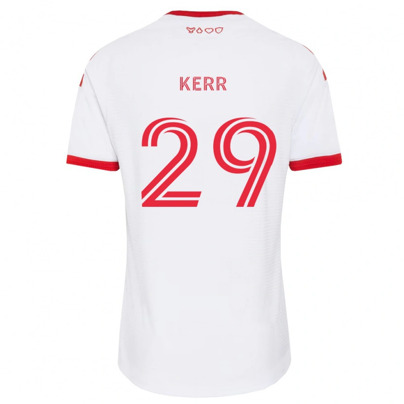 Danxen Børn Deandre Kerr #29 Hvid Rød Sort Udebane Spillertrøjer 2026/27 Trøje T-Shirt