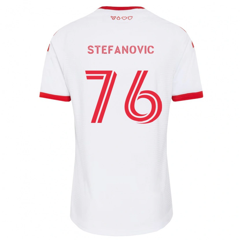 Danxen Børn Lazar Stefanović #76 Hvid Rød Sort Udebane Spillertrøjer 2026/27 Trøje T-Shirt