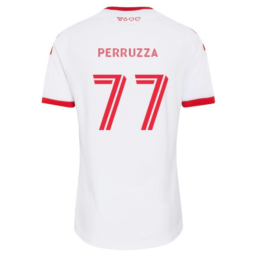 Danxen Børn Jordan Perruzza #77 Hvid Rød Sort Udebane Spillertrøjer 2026/27 Trøje T-Shirt