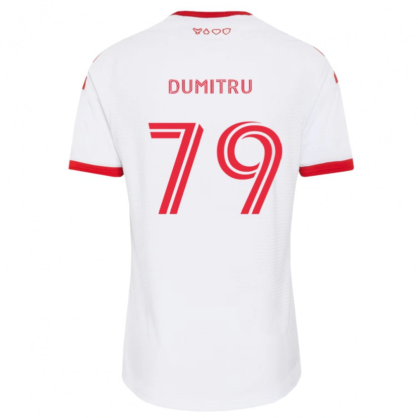 Danxen Børn Andrei Dumitru #79 Hvid Rød Sort Udebane Spillertrøjer 2026/27 Trøje T-Shirt