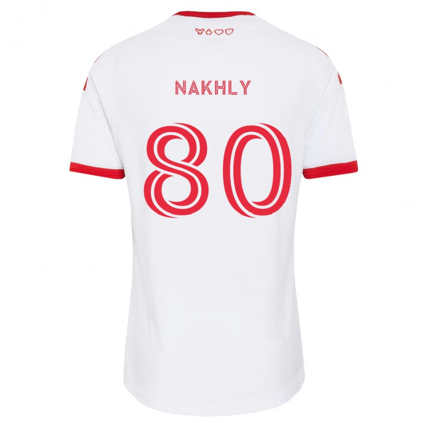 Danxen Børn Zakaria Nakhly #80 Hvid Rød Sort Udebane Spillertrøjer 2026/27 Trøje T-Shirt