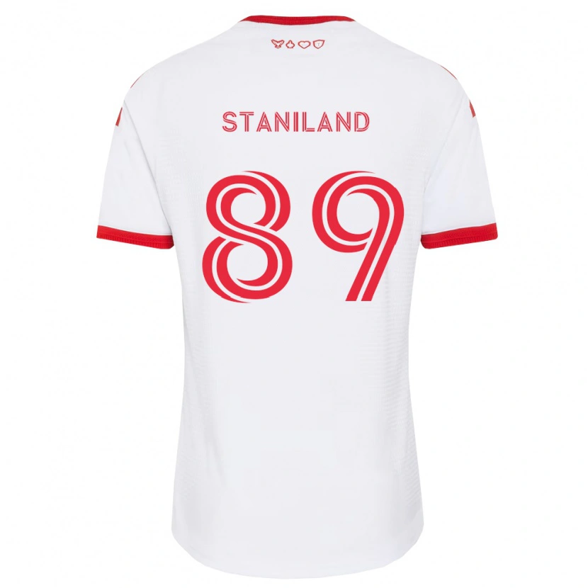 Danxen Børn Charlie Staniland #89 Hvid Rød Sort Udebane Spillertrøjer 2026/27 Trøje T-Shirt