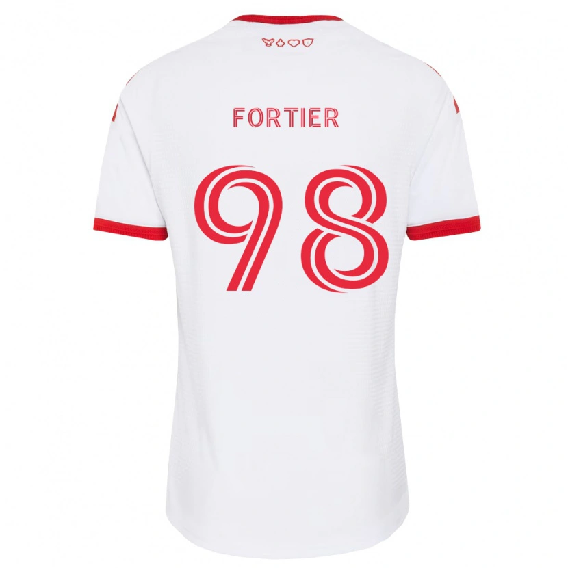 Danxen Børn Kristjan Fortier #98 Hvid Rød Sort Udebane Spillertrøjer 2026/27 Trøje T-Shirt