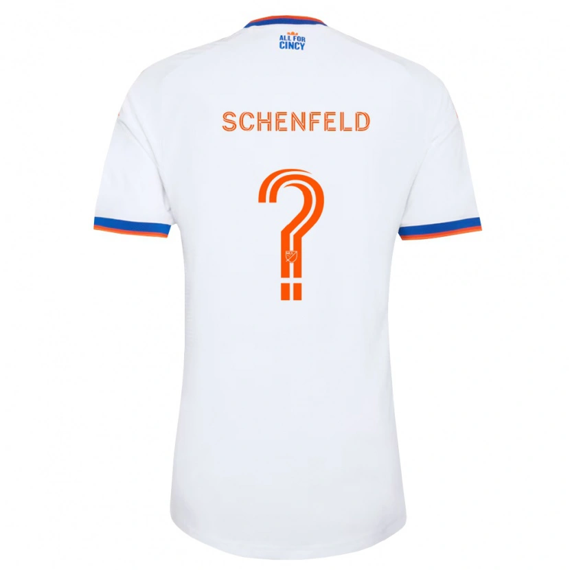 Danxen Børn Matthew Schenfeld #0 Hvid Marineblå Orange Udebane Spillertrøjer 2026/27 Trøje T-Shirt