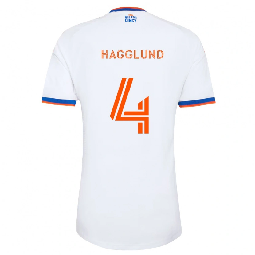 Danxen Børn Nick Hagglund #4 Hvid Marineblå Orange Udebane Spillertrøjer 2026/27 Trøje T-Shirt