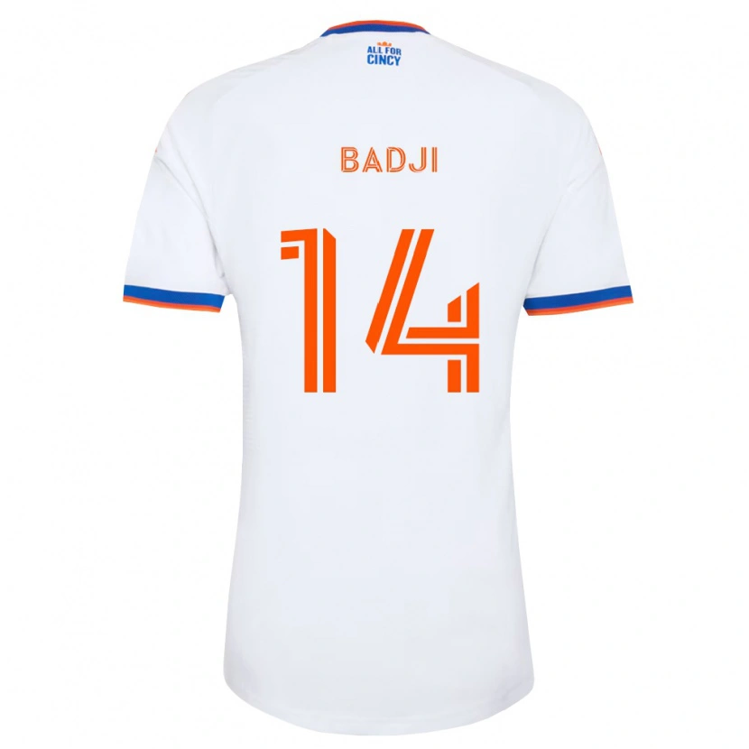 Danxen Børn Dominique Badji #14 Hvid Marineblå Orange Udebane Spillertrøjer 2026/27 Trøje T-Shirt