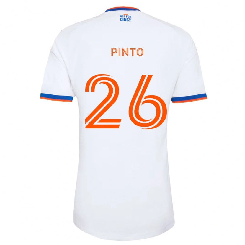 Danxen Børn Malik Pinto #26 Hvid Marineblå Orange Udebane Spillertrøjer 2026/27 Trøje T-Shirt