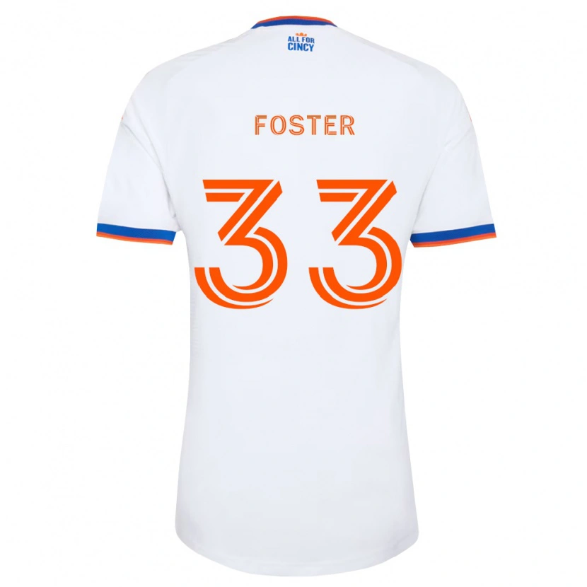 Danxen Børn Isaiah Foster #33 Hvid Marineblå Orange Udebane Spillertrøjer 2026/27 Trøje T-Shirt