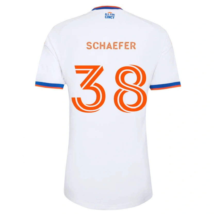 Danxen Børn Brian Schaefer #38 Hvid Marineblå Orange Udebane Spillertrøjer 2026/27 Trøje T-Shirt