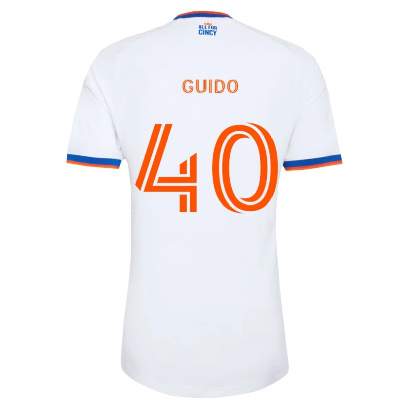 Danxen Børn Alejandro Guido #40 Hvid Marineblå Orange Udebane Spillertrøjer 2026/27 Trøje T-Shirt
