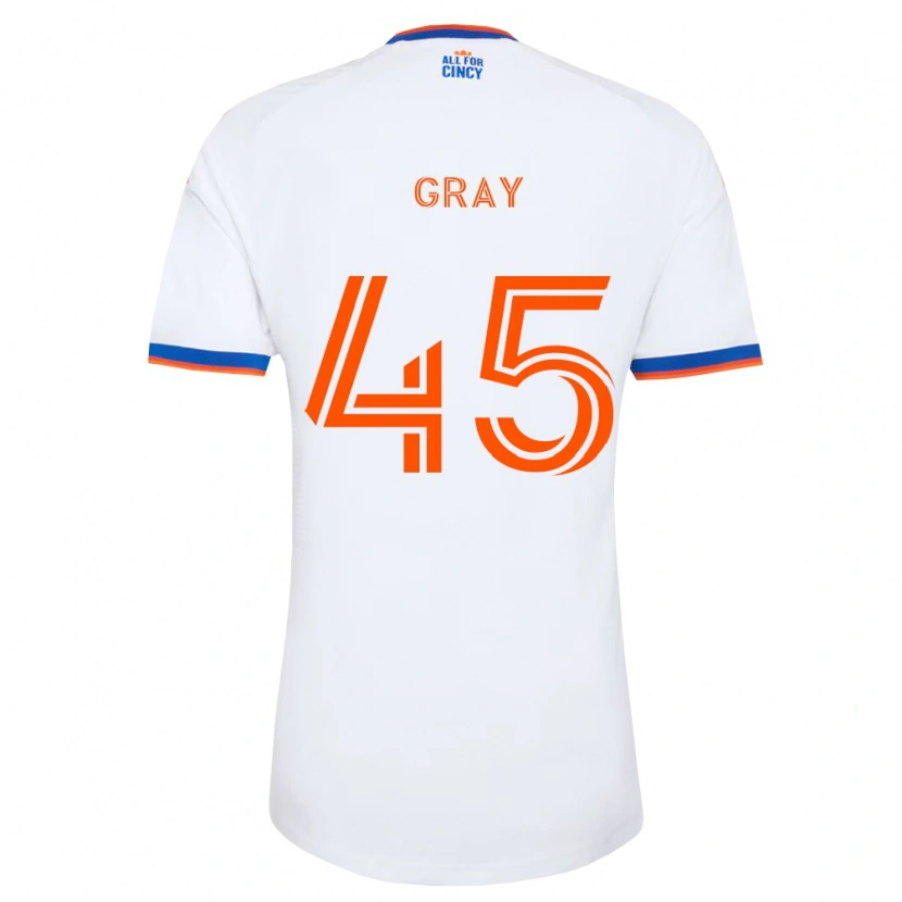 Danxen Børn Nathan Gray #45 Hvid Marineblå Orange Udebane Spillertrøjer 2026/27 Trøje T-Shirt